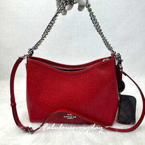 Coach Laurel Shoulder Bag With Mirror Charm And Pouch CBI94 Dark Cardinal/Walnut